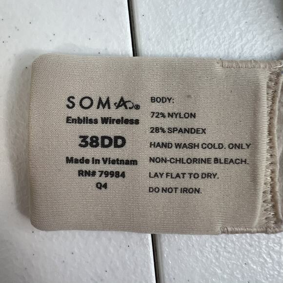 Soma 38DD Enbliss Wireless Bra Beige Nude Padded Seamless Comfort Stretch - Picture 15 of 16
